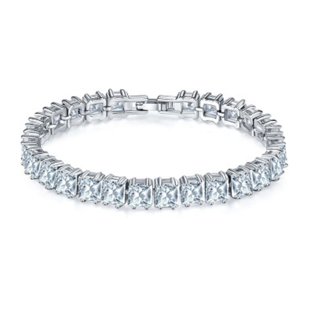 12.25 Ct Princess-Cut Diamond Barcelet In Silver